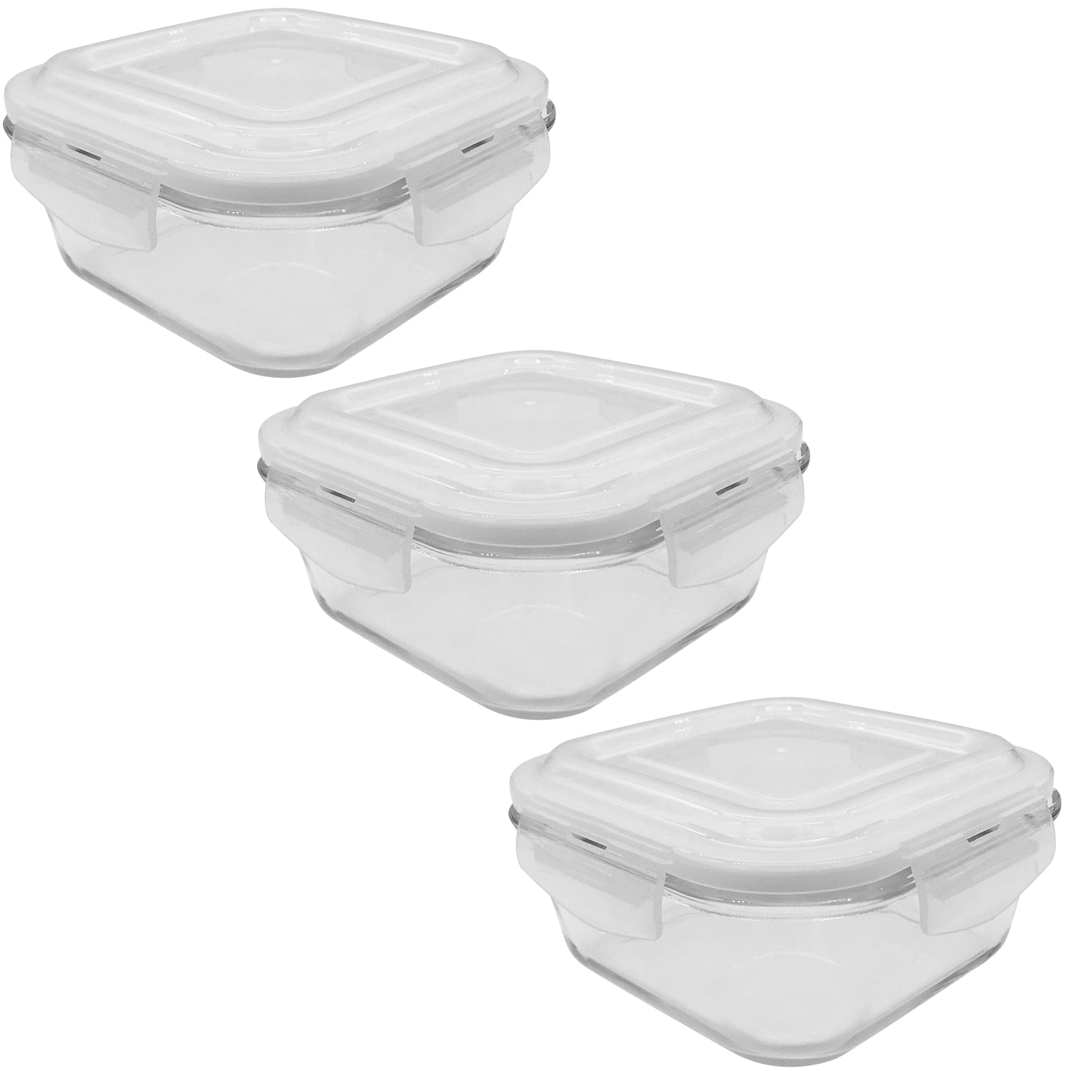 EraWare - Ensemble de 3 Contenants en Verre Borosilicate, Hermétique et Étanche, Vont au Four, 520 ml - Simple Boutique