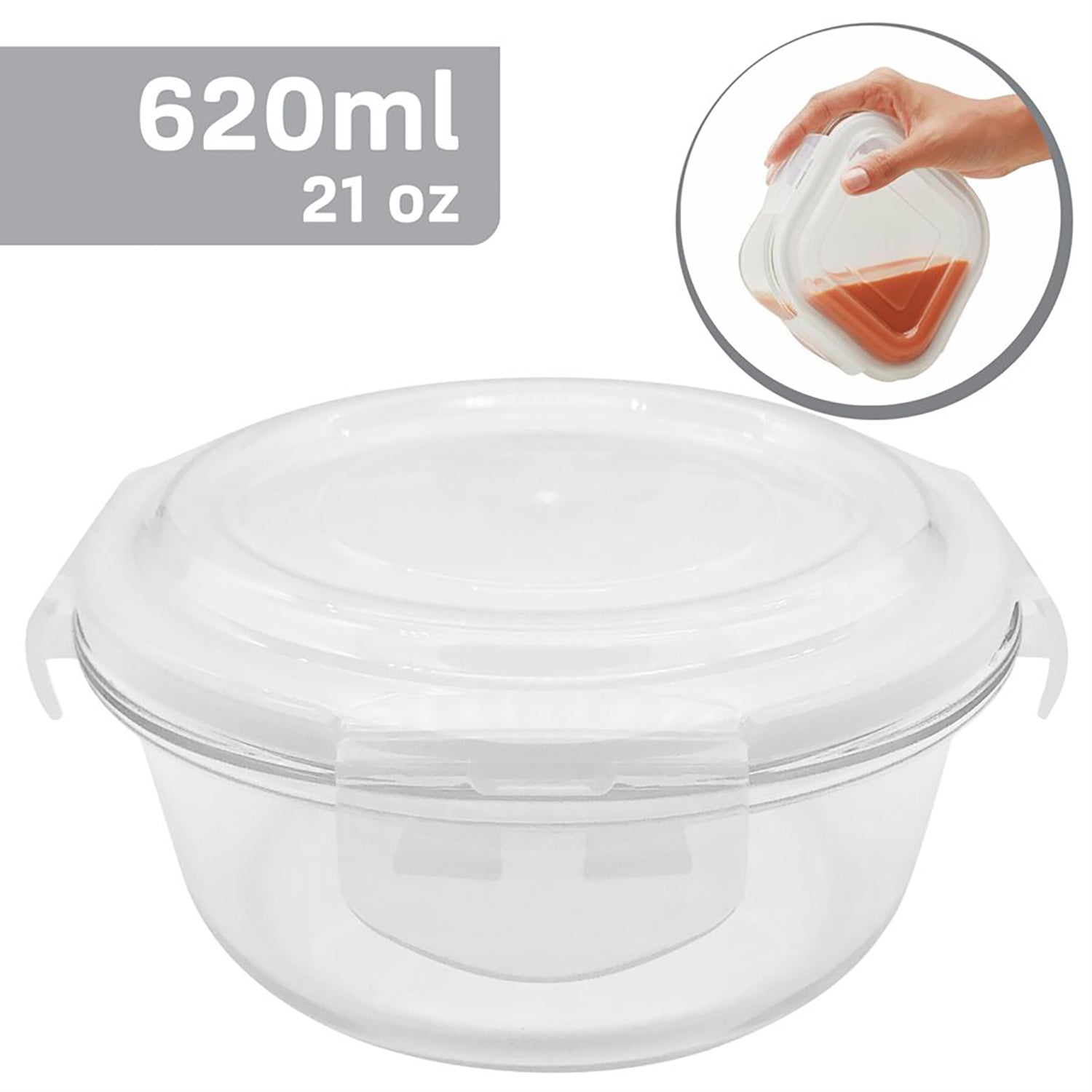 EraWare - Ensemble de 3 Contenants en Verre Borosilicate, Hermétique et Étanche, Vont au Four, 620 ml - Simple Boutique