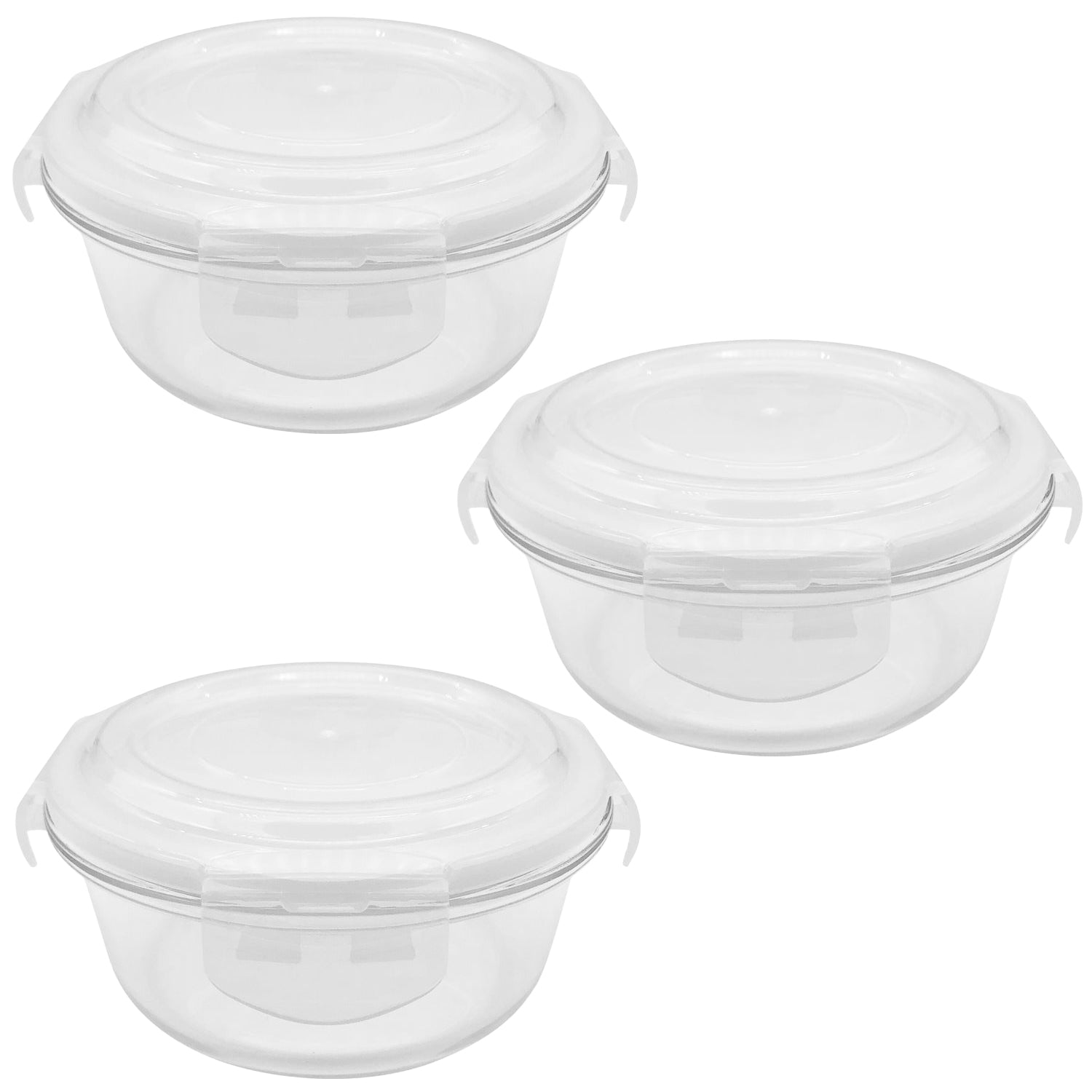 EraWare - Ensemble de 3 Contenants en Verre Borosilicate, Hermétique et Étanche, Vont au Four, 620 ml - Simple Boutique