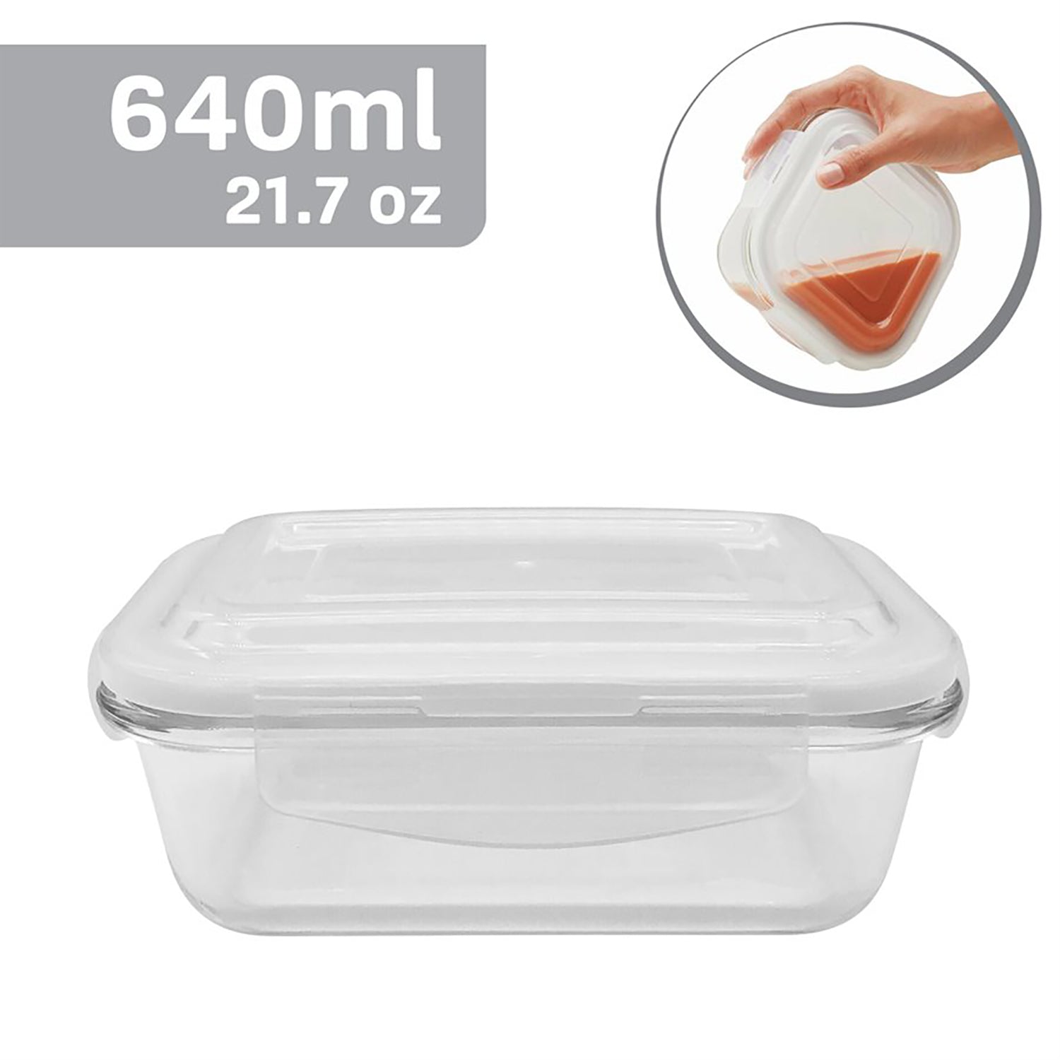 EraWare - Ensemble de 3 Contenants en Verre Borosilicate, Hermétique et Étanche, Vont au Four, 640 ml - Simple Boutique