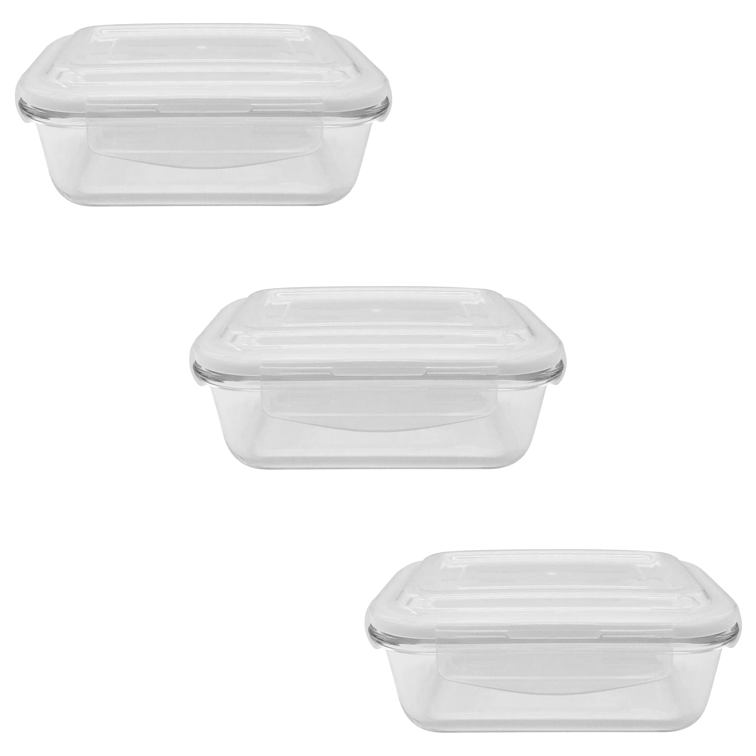 EraWare - Ensemble de 3 Contenants en Verre Borosilicate, Hermétique et Étanche, Vont au Four, 640 ml - Simple Boutique