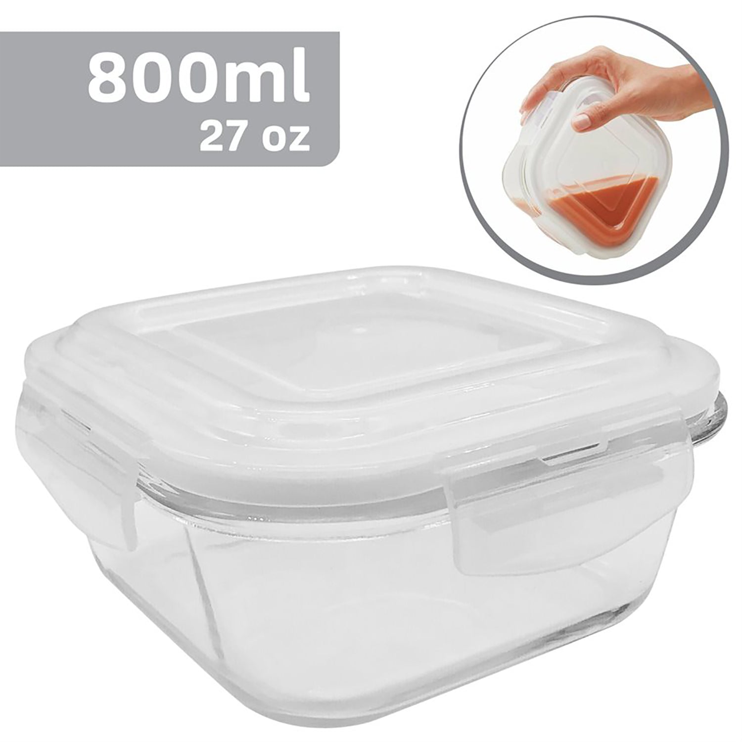 EraWare - Ensemble de 3 Contenants en Verre Borosilicate, Hermétique et Étanche, Vont au Four, 800 ml - Simple Boutique