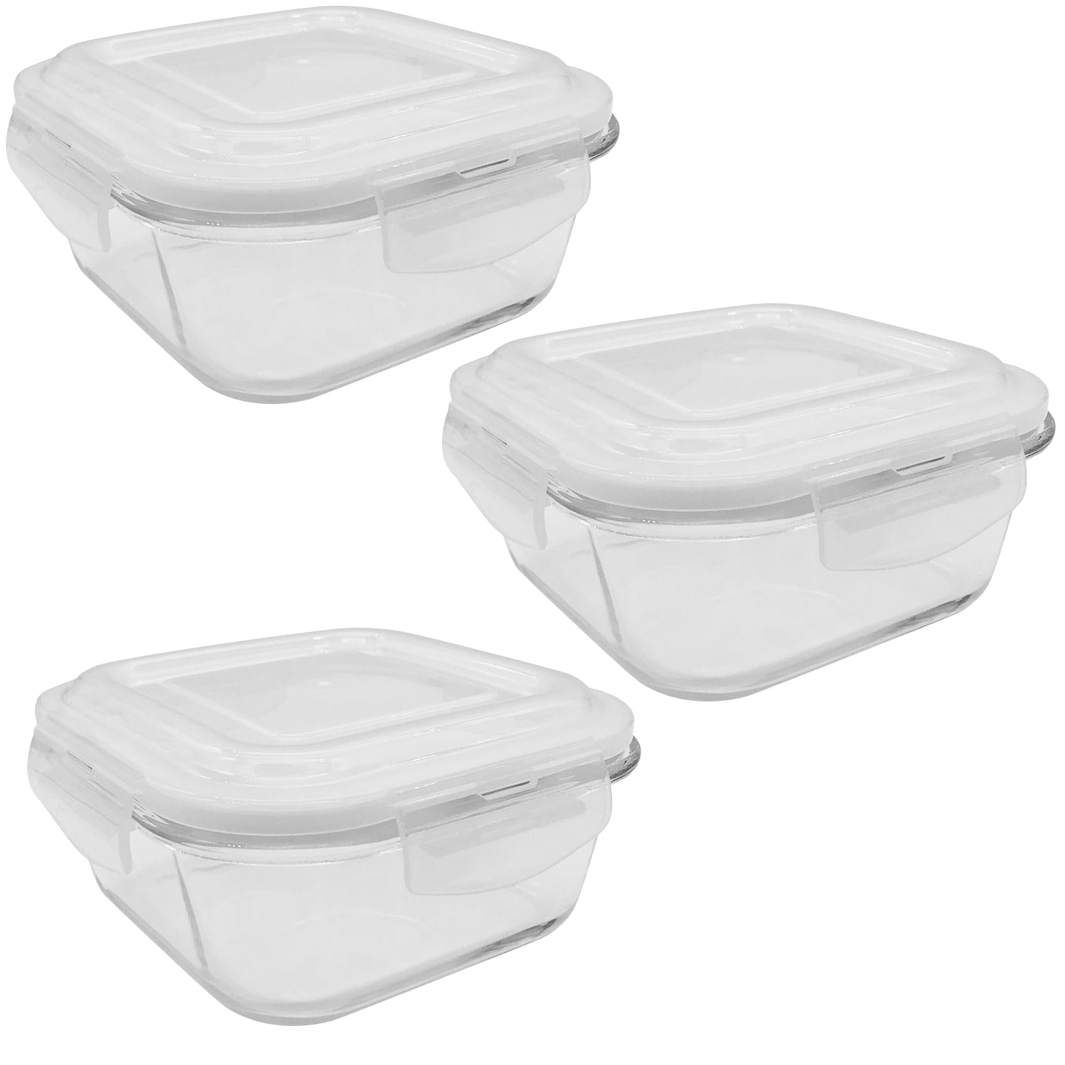 EraWare - Ensemble de 3 Contenants en Verre Borosilicate, Hermétique et Étanche, Vont au Four, 800 ml - Simple Boutique