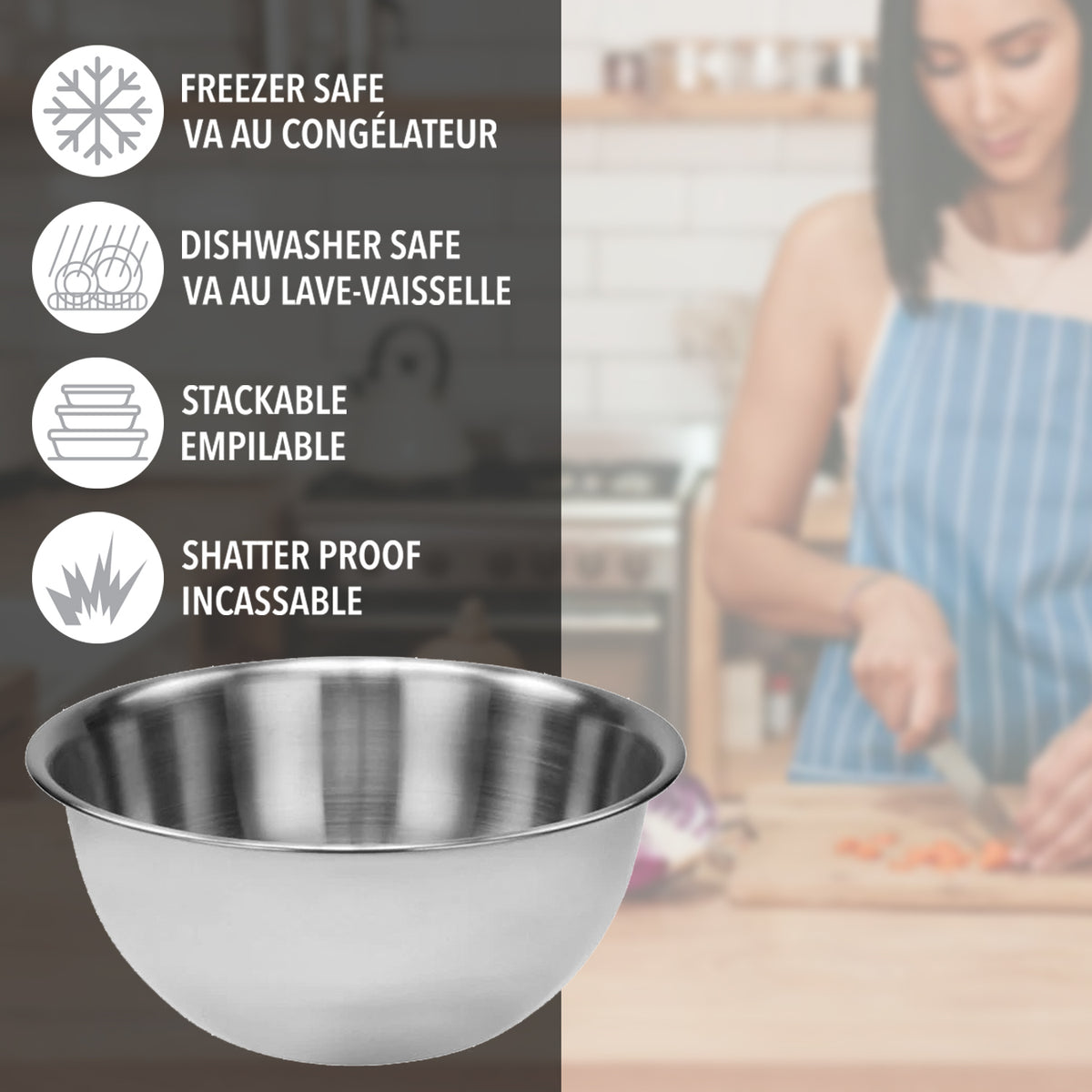 EraWare Grand Bol à Mélanger Profond en Acier Inoxydable 9,9 L - Simple Boutique