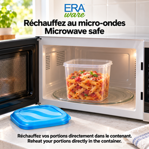 Eraware Contenants Carrés Hauts de Conservation Alimentaire 1,06 L, 36 oz, avec Couvercle, Fabriqués au Canada, Lot de 6 - Simple Boutique