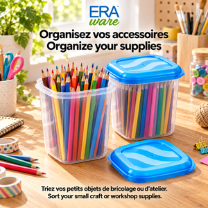 Eraware Contenants Carrés Hauts de Conservation Alimentaire 1,06 L, 36 oz, avec Couvercle, Fabriqués au Canada, Lot de 6 - Simple Boutique