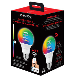 Escape Ampoule DEL Intelligente Wi-Fi A19 Couleur et Blanc, Gradable, 800 Lumens - Simple Boutique