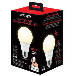 Escape Ampoule Intelligente Wi-Fi Blanc Doux 3000 K, DEL A19 Gradable, 800 Lumens - Simple Boutique