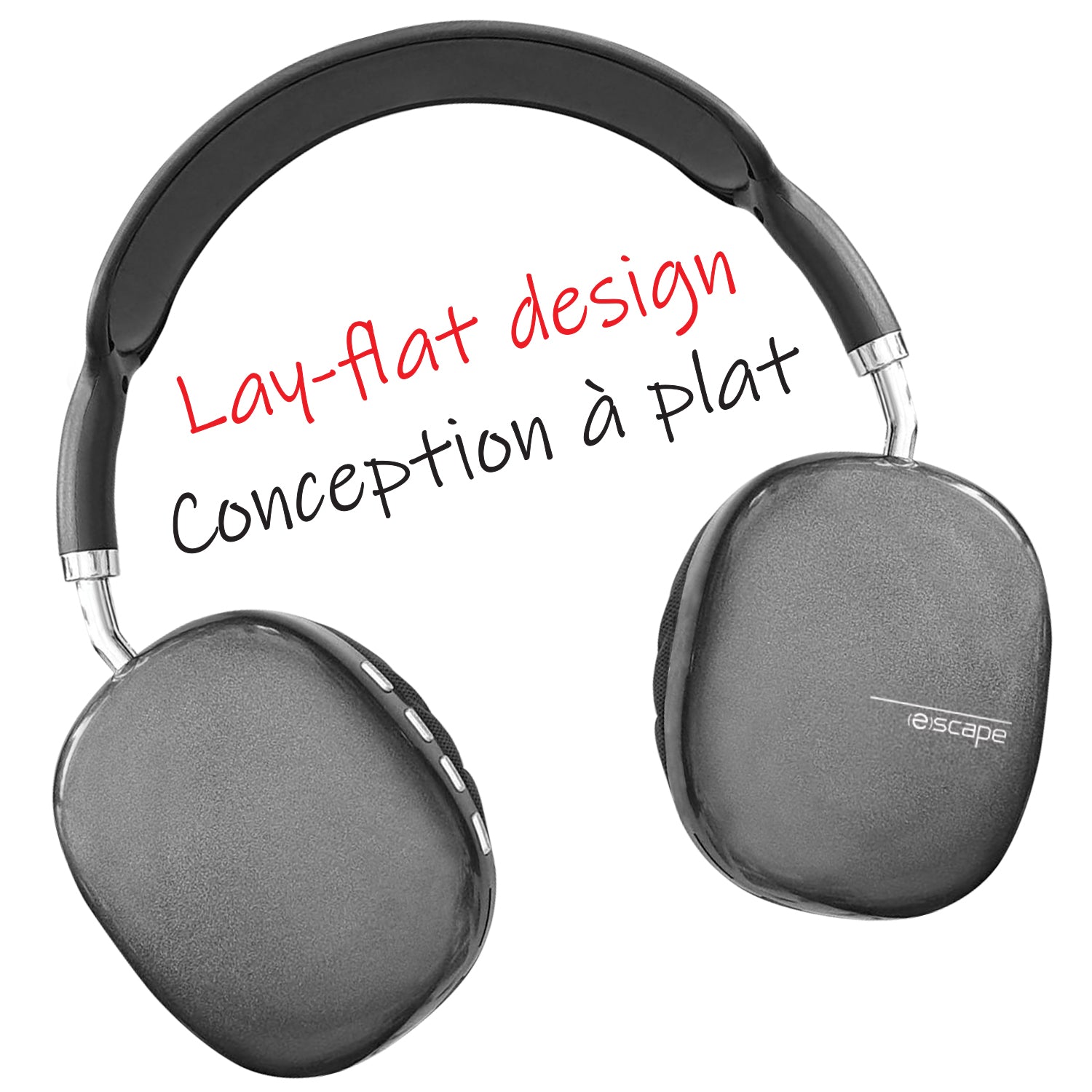Escape Casque d'Écoute Sans Fil avec Radio FM, Lecteur Micro SD et Microphone, Gris - Simple Boutique