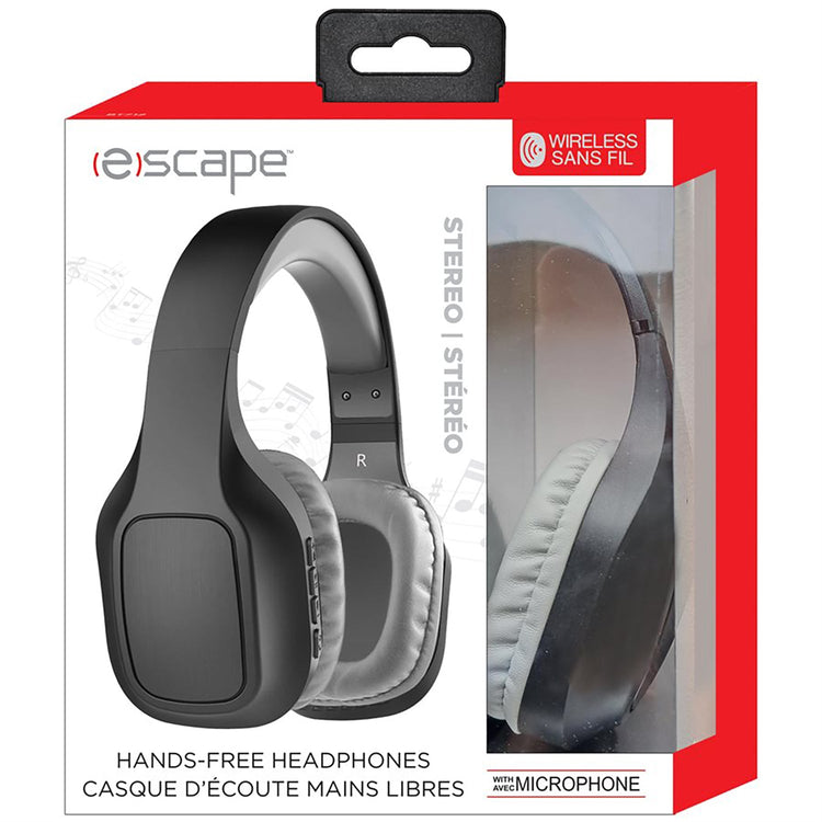 Escape - Casque d'écoute Sans-Fil Stéréo, Microphone Intégré, Gris et Noir - Simple Boutique