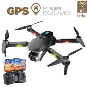 Escape Drone GPS Pliable à Double Caméra avec Retour Automatique et Lumières DEL - Simple Boutique