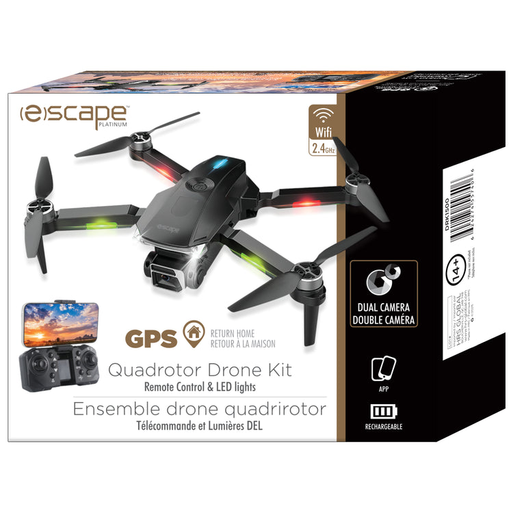 Escape Drone GPS Pliable à Double Caméra avec Retour Automatique et Lumières DEL - Simple Boutique