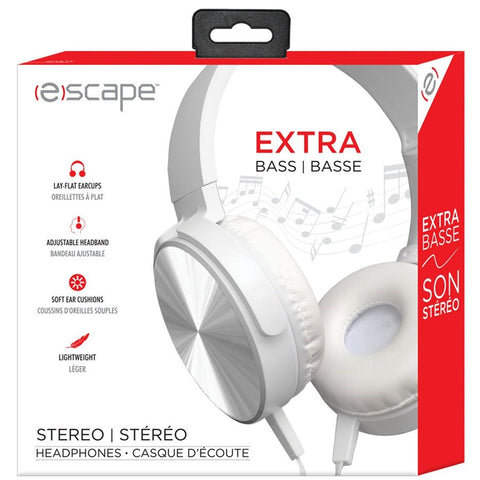 Escape - Écouteurs Filaire Stéréo Pliable avec Extra Basse, Blanc