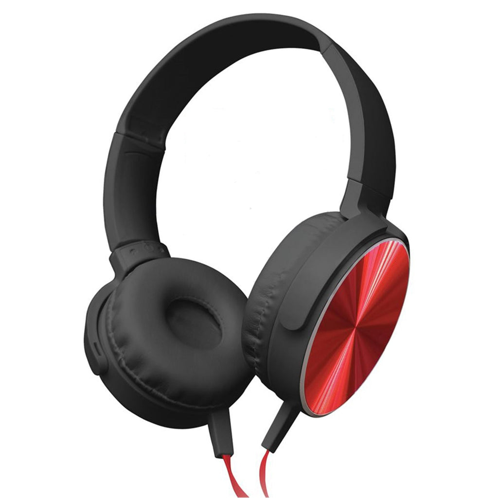 Escape - Écouteurs Filaire Stéréo Pliable avec Extra Basse, Noir et Rouge