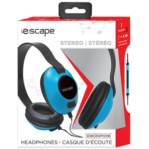 Escape - Écouteurs Filaire Stéréo avec Microphone Intégré, Bleu - Simple Boutique