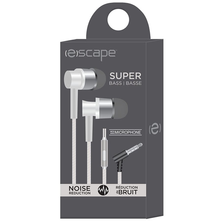 Escape - Écouteurs Intra-Auriculaire Stéréo, Réduction du Bruit, Microphone Intégré, Blanc - Simple Boutique