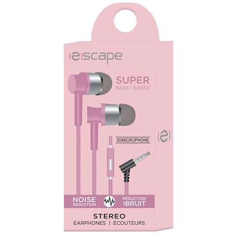 Escape - Écouteurs Intra-Auriculaire Stéréo, Réduction du Bruit, Microphone Intégré, Rose