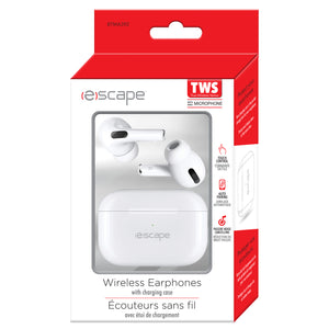 Escape Écouteurs Intra-Auriculaires Sans Fil à Commande Tactile avec Étui de Charge, Blanc - Simple Boutique