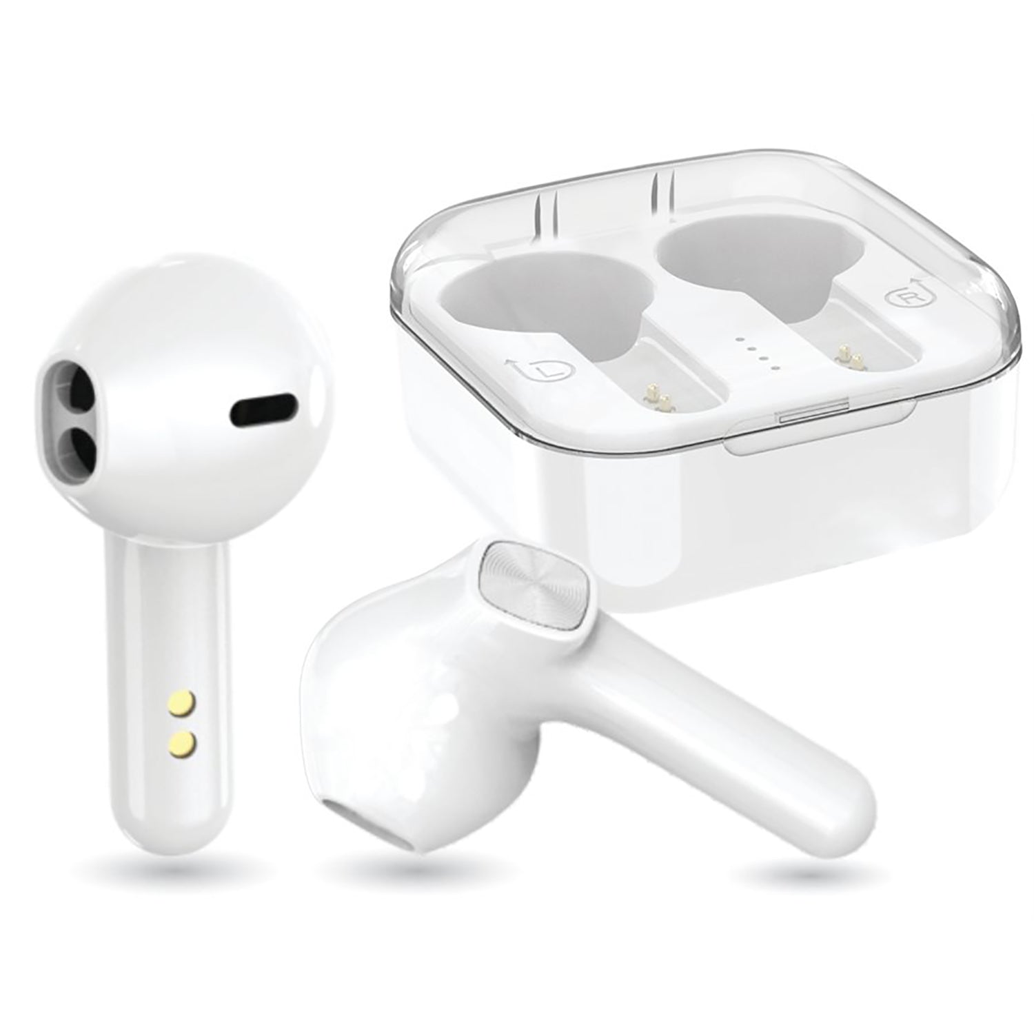 Escape - Écouteurs Intra-Auriculaires Sans-Fil avec Microphone et Boitier de Chargement, Blanc - Simple Boutique
