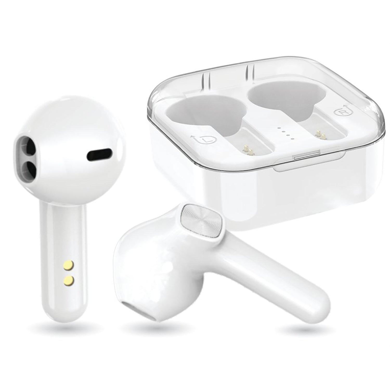 Escape - Écouteurs Intra-Auriculaires Sans-Fil avec Microphone et Boitier de Chargement, Blanc