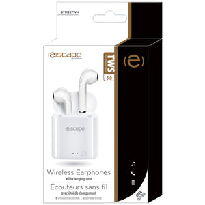 Escape Écouteurs Sans Fil 5.0 avec Étui de Charge et Microphone Intégré, Blanc - Simple Boutique