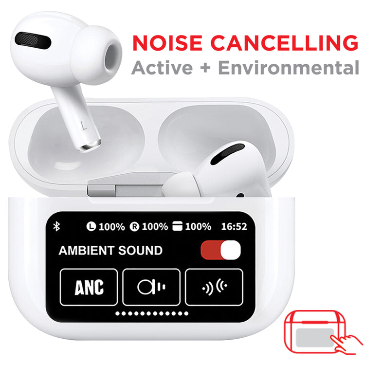 Escape Écouteurs Sans Fil ANC et ENC avec Étui de Charge Intelligent à Écran Tactile, Blanc - Simple Boutique