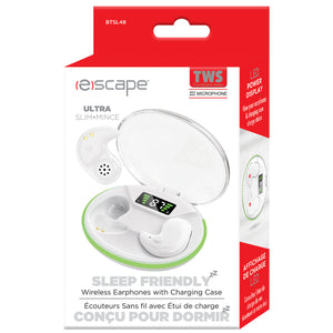 Escape Écouteurs Sans Fil Ultra-Minces pour Dormir avec Étui de Charge, Blanc - Simple Boutique