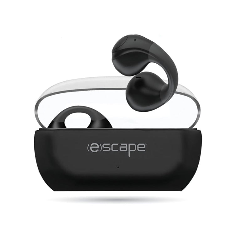 Escape - Écouteurs Sans-Fil à Clip D'oreille avec Microphone et Boitier de Chargement, Noir - Simple Boutique