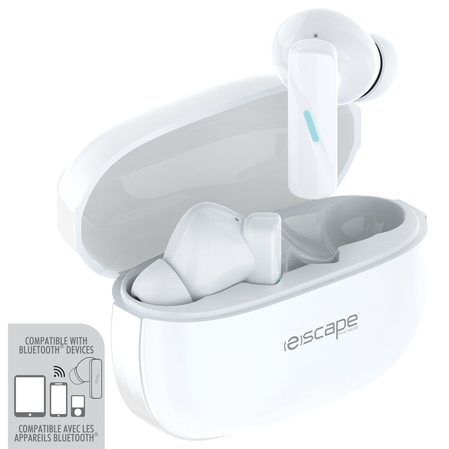 Escape Écouteurs Sans Fil à Réduction de Bruit ANC et ENC avec Étui de Charge, Blanc - Simple Boutique