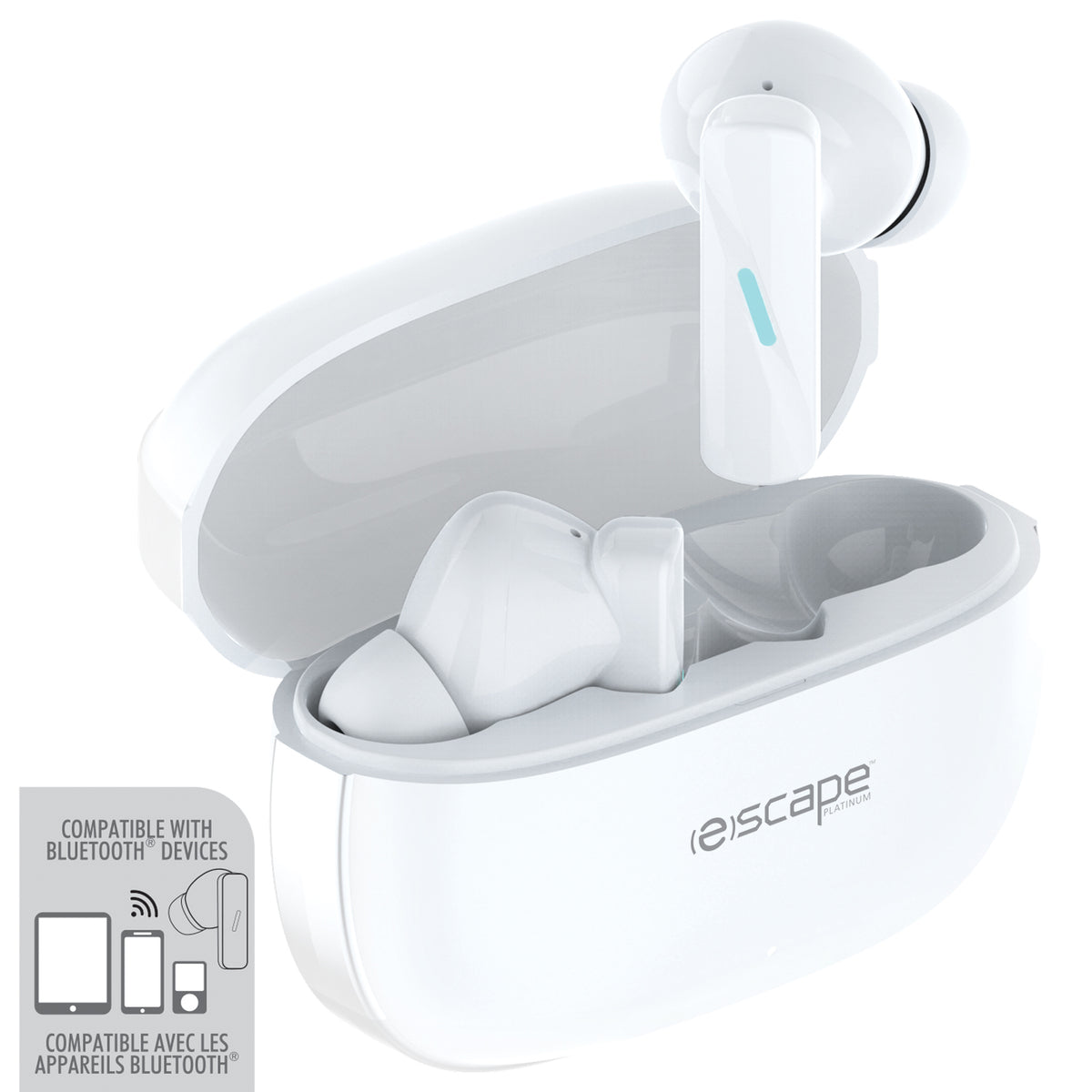 Escape Écouteurs Sans Fil à Réduction de Bruit ANC et ENC avec Étui de Charge, Blanc - Simple Boutique