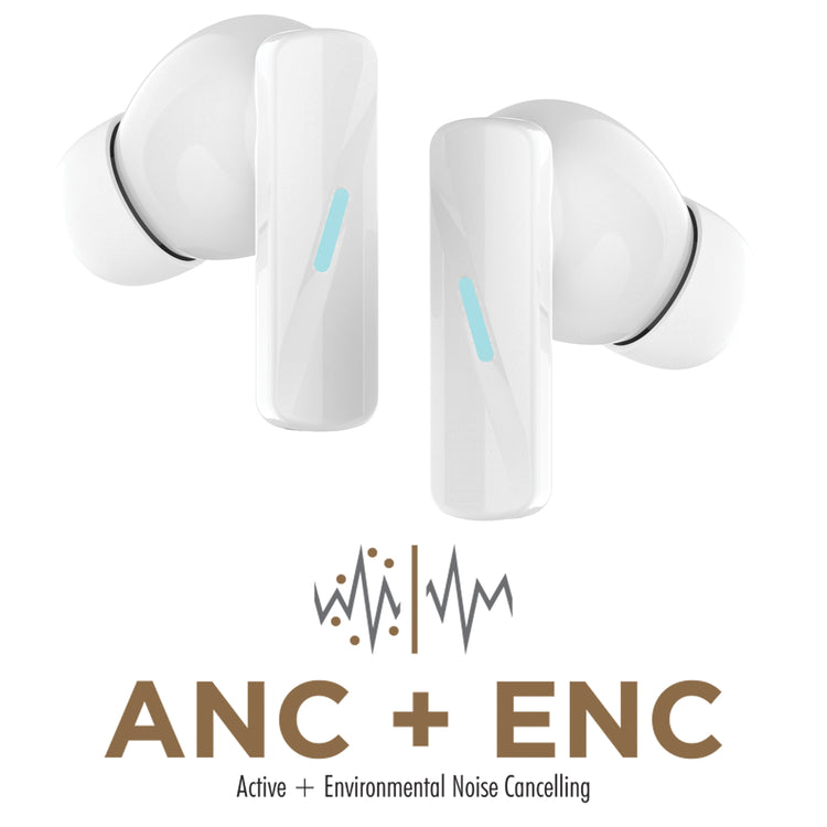 Escape Écouteurs Sans Fil à Réduction de Bruit ANC et ENC avec Étui de Charge, Blanc - Simple Boutique