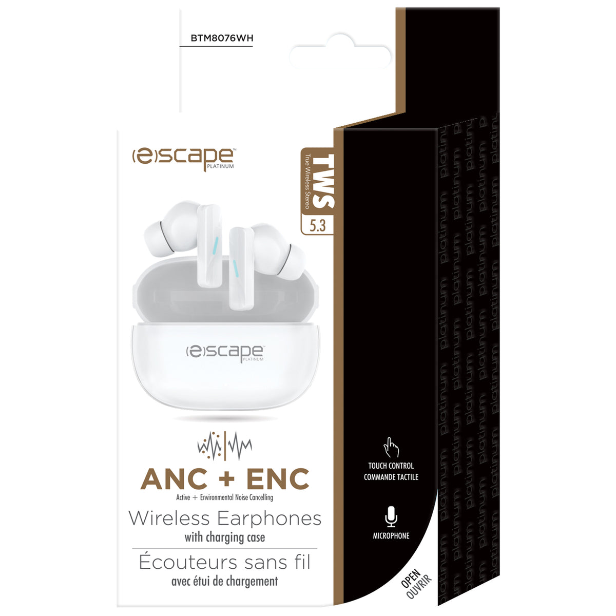 Escape Écouteurs Sans Fil à Réduction de Bruit ANC et ENC avec Étui de Charge, Blanc - Simple Boutique