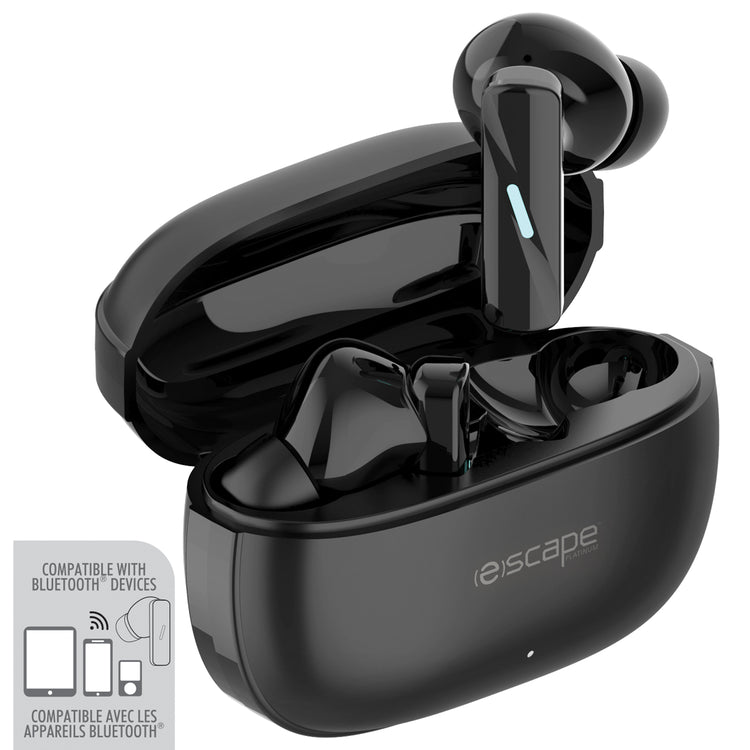 Escape Écouteurs Sans Fil à Réduction de Bruit ANC et ENC avec Étui de Charge, Noir - Simple Boutique