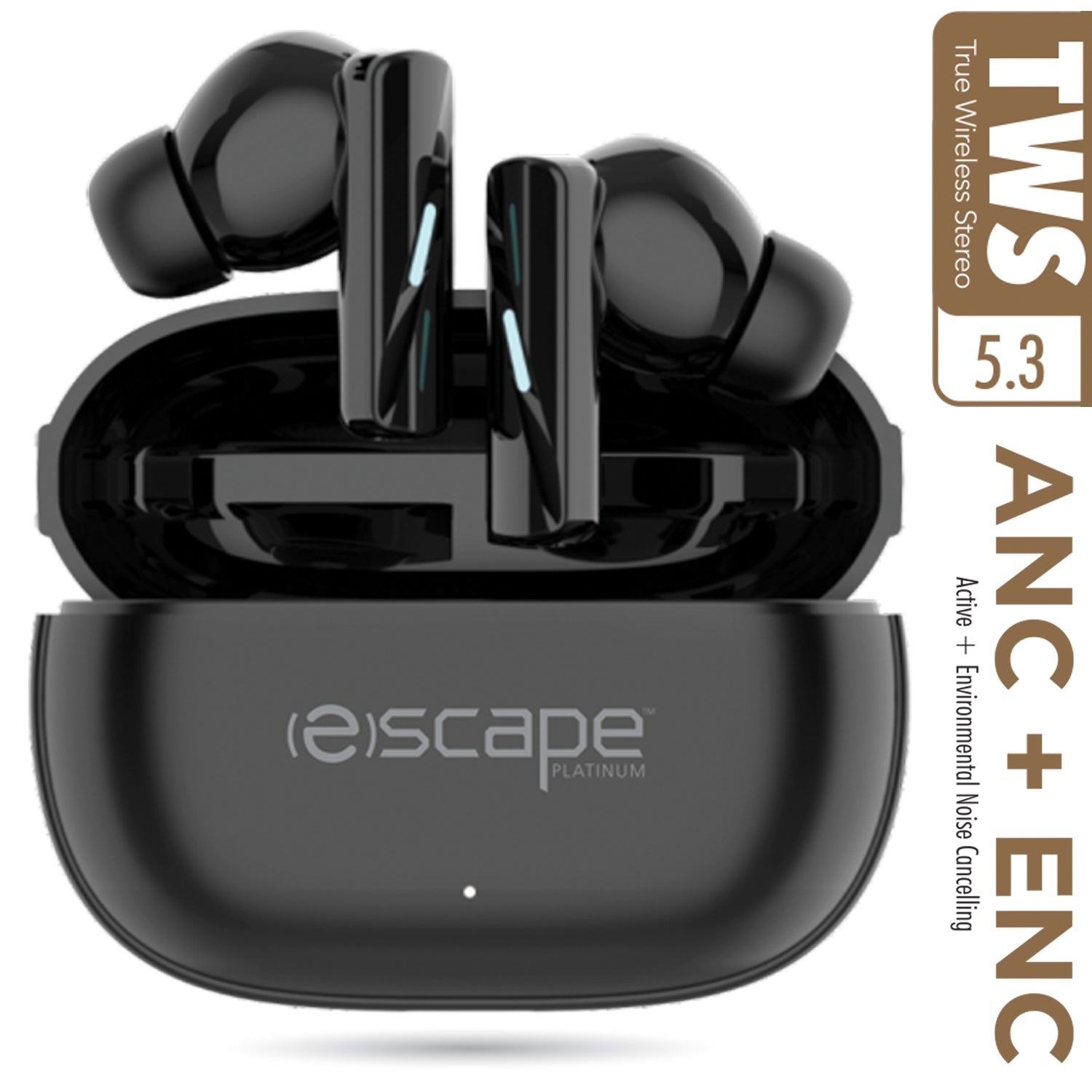 Escape Écouteurs Sans Fil à Réduction de Bruit ANC et ENC avec Étui de Charge, Noir - Simple Boutique