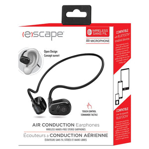 Escape - Écouteurs Stéréo à Conduction d'air Sans-Fil, Commande Tactile, Noir - Simple Boutique