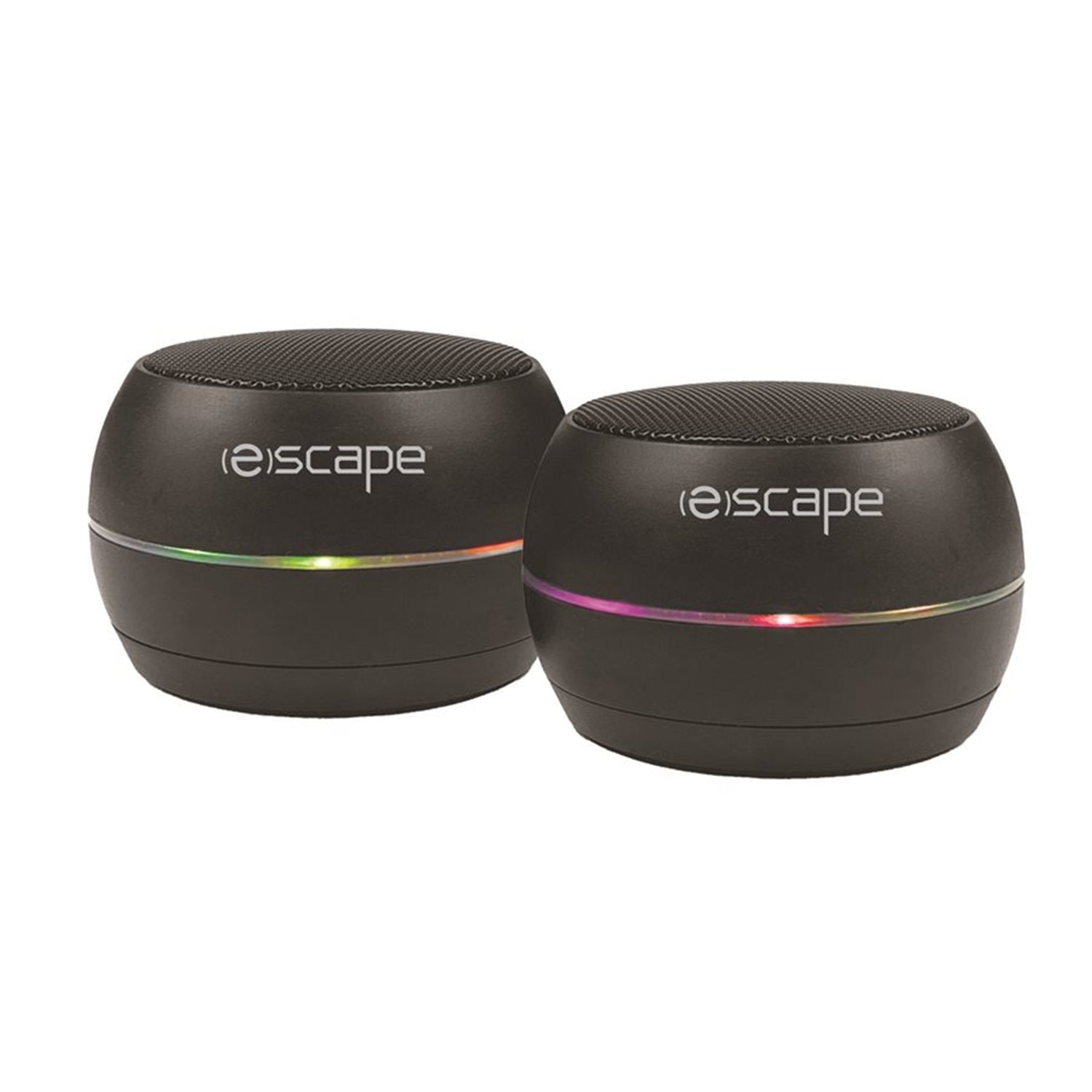 Escape - Ensemble de 2 Haut-Parleurs Sans-Fil avec Éclairage DEL, Radio FM et Microphone, Noir - Simple Boutique