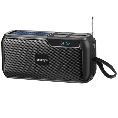 Escape - Haut-Parleur Bluetooth Rechargeable à L'énergie Solaire avec Radio FM et Lampe de Poche, Noir