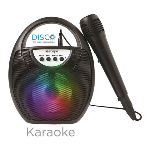 Escape - Haut-Parleur Karaoke Sans-Fil avec Éclairage, Radio FM et Microphone, Noir
