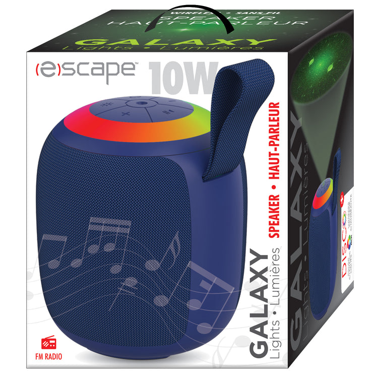 Escape Haut-Parleur Sans Fil 10 W avec Projecteur de Ciel Étoilé, Lumières RVB et Radio FM, Bleu - Simple Boutique