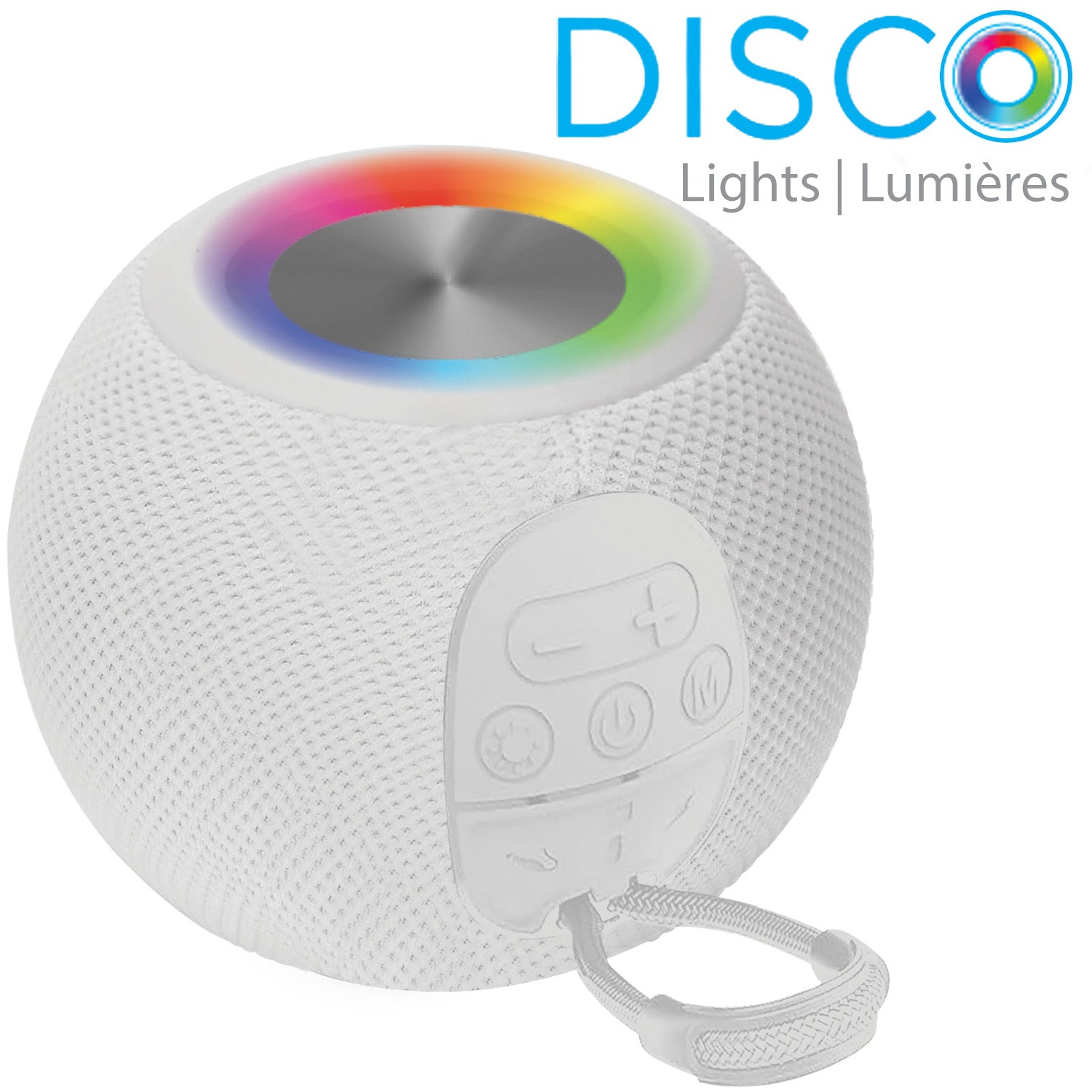 Escape Haut-Parleur Sans Fil Boule avec Lumières Disco, Microphone et Radio FM, Blanc - Simple Boutique