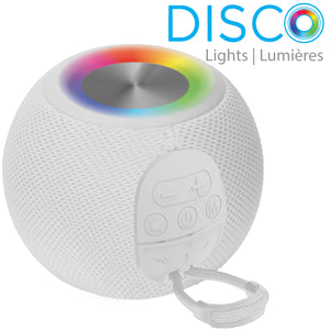 Escape Haut-Parleur Sans Fil Boule avec Lumières Disco, Microphone et Radio FM, Blanc - Simple Boutique