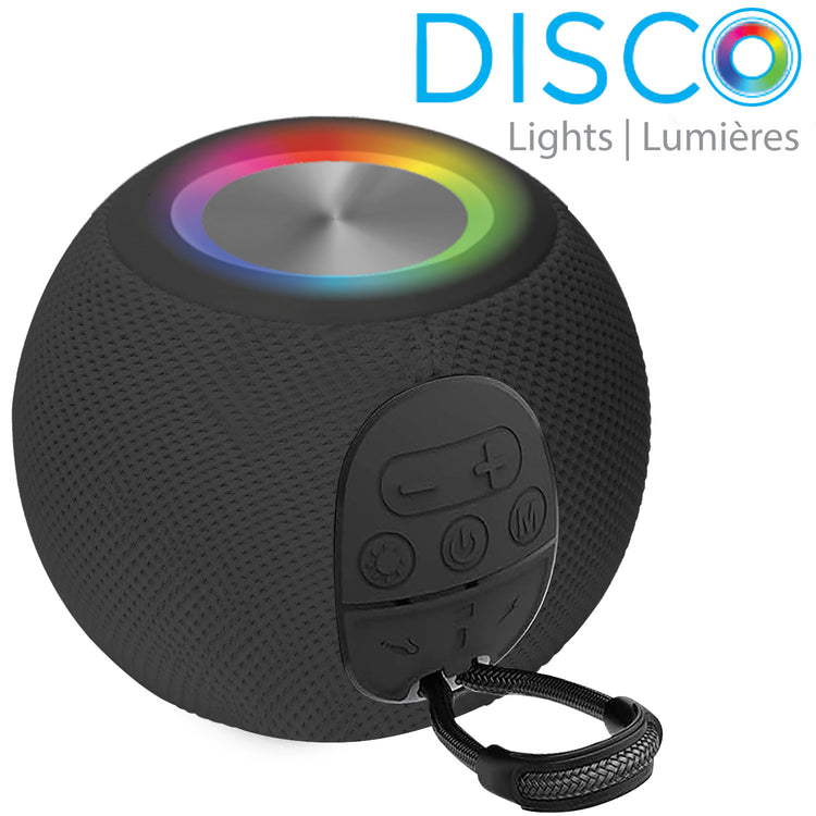 Escape Haut-Parleur Sans Fil Boule avec Lumières Disco, Microphone et Radio FM, Noir - Simple Boutique