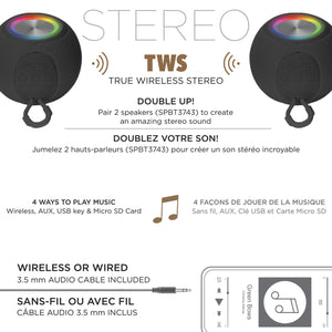 Escape Haut-Parleur Sans Fil Boule avec Lumières Disco, Microphone et Radio FM, Noir - Simple Boutique