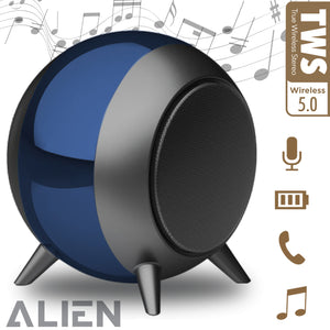 Escape Haut-Parleur Sans Fil Boule en Métal 5 W avec Microphone, Bleu et Gris - Simple Boutique