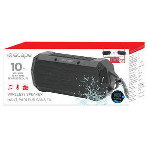 Escape Haut-Parleur Sans Fil Étanche IPX7 avec Radio FM, 10 h d'Autonomie, Noir - Simple Boutique
