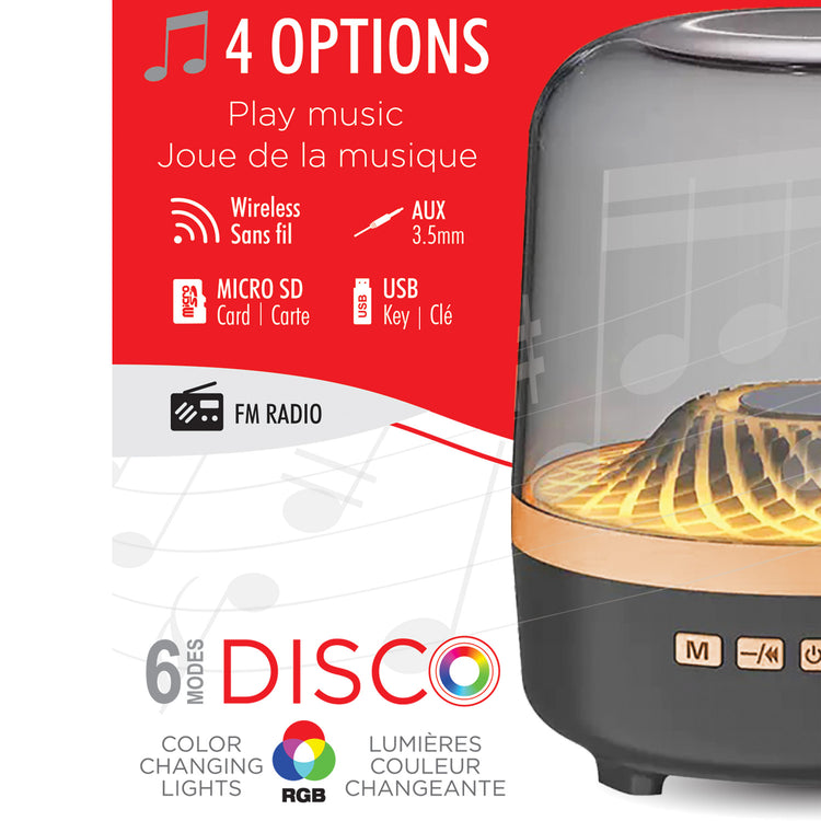 Escape Haut-Parleur Sans Fil Lumineux 5 W avec Lumières RVB et Radio FM, Noir - Simple Boutique