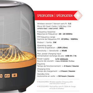 Escape Haut-Parleur Sans Fil Lumineux 5 W avec Lumières RVB et Radio FM, Noir - Simple Boutique