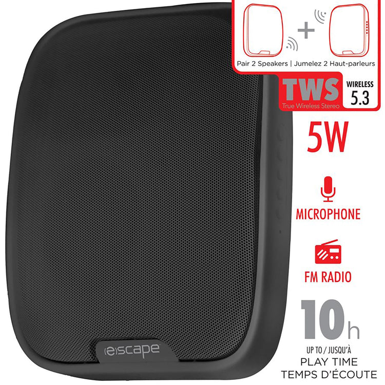 Escape - Haut-Parleur Sans-Fil Mural avec Radio FM et Microphone Intégré, Noir - Simple Boutique