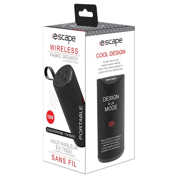 Escape - Haut-Parleur Sans-Fil Portable avec Radio FM et Microphone, Noir - Simple Boutique