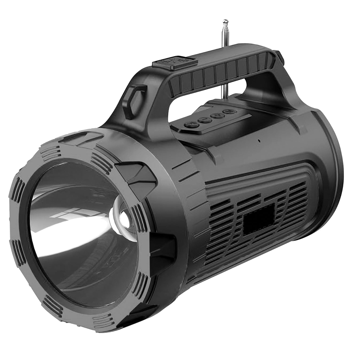 Escape Haut-Parleur Sans Fil Solaire avec Deux Lampes de Poche, Radio FM et Microphone, Noir - Simple Boutique